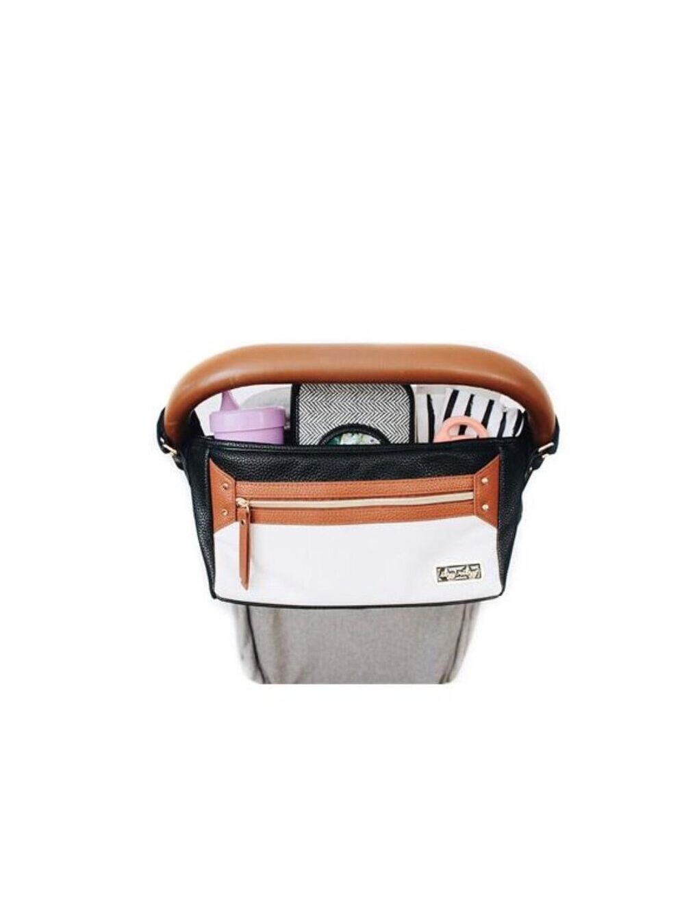 Stroller Organizer Caddy Adjustable Universal Zipper Pocket Bottle Holder
